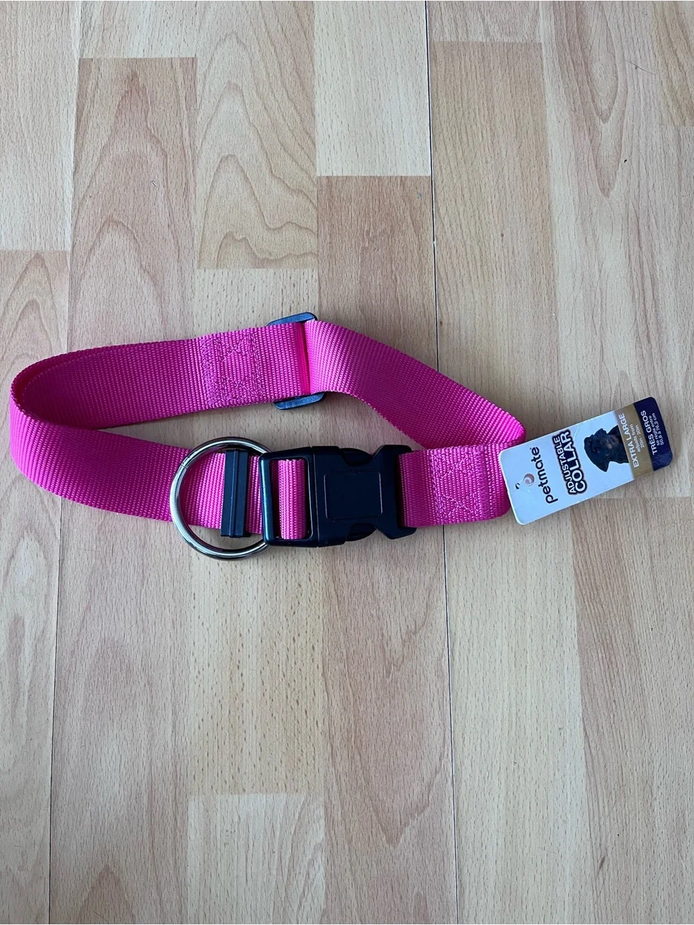 XL Petmate Hot Pink Adjustable Dog Collar with Metal Ring